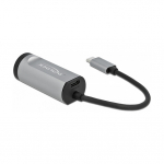 Adapter USB-C > Gigabit Lan RJ45 (ST-BU) Power Delivery bis zu 1000Mbps Kabell&auml;nge 15cm DeLOCK Black Grey