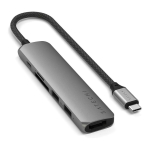 Satechi USB-C Slim Multi-Port Hub (6 in 1 Adapter), Space Grau, ST-P6SM