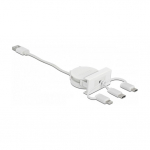 Delock Easy 45 Modul USB 2.0 3 in 1 Aufrollkabel USB Typ-A zu USB-C&trade;, Micro USB und Lightning wei&szlig;