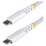 StarTech 2m Weisses USB-C Ladekabel 60W 3A PD Zweischichtige geflochtene Nylon-TPE-Hulle Robustes USBC Laptop-Handy Ladekabel