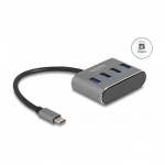 DELOCK 4 Port USB 3.2 Gen 1 Hub mit USB Type-C Anschluss - USB Typ-A Buchsen oben