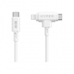 Hyper | HyperJuice Silicone USB-C to USB-C and Lightning Hybrid 60W Cable HJ4010WHGL