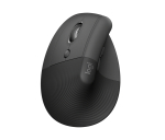 Logitech Lift Vertical Ergonomic Mouse - Vertical mouse - ergonomic - left-handed - optical - 6 buttons - wireless - Bluetooth, 2.4 GHz - Logitech Logi Bolt USB receiver - graphite