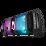 2.0 portable speaker SVEN PS-670, black, power output 2x32.5W (RMS), TWS, Bluetooth, FM, USB, microSD, LED-display, RC, lithium battery