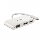 USB-C HUB 3Port D-Link DUB-V310 DisplayPort HDMI VGA 4K passiv White