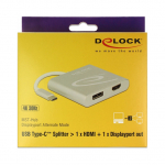 USB C > Adapter Splitter 1 x HDMI 1 x DP Buchse DP-Alt Mode Delock