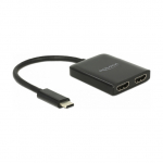 Adapter USB-C > Splitter 2x HDMI (BU)/DisplayPort (BU) DeLOCK Black