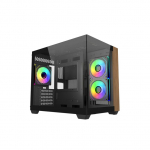 Cooler Master Case Elite 481 Wood 270&deg; Seamless Glass mATX