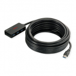 ROLINE USB 3.2 Gen 1 4-Port Hub mit Repeater, schwarz, 10 m