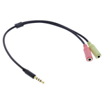 INLINE Audio Headset Adapterkabel 3.5mm Klinke Stecker 4pol. an 2x 3.5mm Klinke Buchse 0.15m