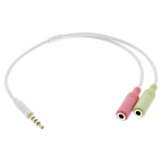 INLINE Audio Headset Adapterkabel 3.5mm Klinke Stecker 4pol. an 2x 3.5mm Klinke Buchse weiss 0.15m