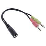 INLINE Audio Headset Adapterkabel 2x 3.5mm Klinke Stecker an 3.5mm Klinke Buchse 4pol. OMTP 0.15m