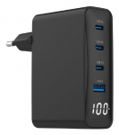 RGER USB 100W 4PORT GAN/TA-UC-PDQC100LCD-01-BK GEMBIRD