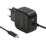Qoltec Wall Charger 17W - 5V, 3.4A - USB + USB typ C