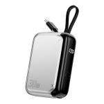 4smarts Powerbank Pocket mit USB-C Kabel 10000mAh, silber