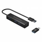 CONCEPTRONIC 4-Port Hub USB-A3.0/-C Adap.->4xA3.0 o.Netz. sw 21304086