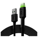 Green Cell USB-C > USB-A 2.0 (ST-ST) 2m Ladekabel LED Schwarz