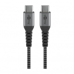 Goobay USB-C auf USB-C mit Metallsteckern, grau, 0,5m
