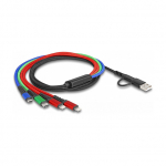 Delock USB Ladekabel 4 in 1 USB Typ-A + USB-C&trade; zu 2 x Lightning&trade; / Micro USB / USB Type-C&trade; 1,20 m