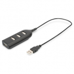 DIGITUS USB-Hub 4-Port 2.0->4xA2.0 integr. Kabel schwarz 127095