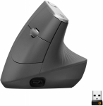 Logitech MX Vertical - Vertical mouse - ergonomic - optical - 6 buttons - wireless, wired - Bluetooth, 2.4 GHz - USB Unifying wireless receiver - graphite