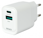 Deltaco USBC-AC159 - Power adapter - 1x USB-A 30 W, 1x USB-C PD 35 W