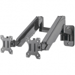 Manhattan Dual Wall Mount for TV & Monitors (Full Motion Gas Spring), For screens 17" to 32", VESA compatibility: 75x75mm and 100x100mm - check the dimensions of the four mounting holes on back of screen to ensure it fits, Max 8kg each, Black, Bracket