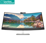 RENEW SILVER HP E34m G4 Curved Conferencing Monitor - 34" 3440x1440 WQHD 400-nit 75Hz AG, Curved, VA, USB-C(65W)/HDMI/DisplayPort, 4x USB-A, speakers, 5MP webcam, RJ-45 LAN, height adjustable/tilt/swivel, 1 years HP RENEW