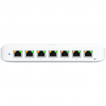 Ubiquiti USW-Ultra-210W-EU compact, Layer 2, 8-port GbE PoE switch with versatile mounting options, 7x GbE PoE+ output ports, GbE port with optional PoE++ input, 202W PoE availability with the included AC power adapter