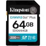 KINGSTON 64GB SDXC Canvas Go Plus Gen4 200MB/s C10 UHS-I U3 V30 A-SDG4/64GB