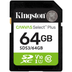 Kingston 64GB SDXC Canvas Select Plus Gen3 100MB/s C10 UHS-I U1 V10 A-SDS3/64GB