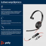 HP Poly Blackwire 5210 Monaural USB-C Headset +3.5mm Plug +USB-C/A Adapter