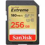 SANDISK Extreme 256GB SDXC Memory Card + 1 year RescuePRO Deluxe up to 180MB/s & 130MB/s Read/Write speeds, UHS-I, Class 10, U3, V30