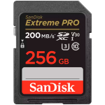 SANDISK Extreme PRO 256GB SDXC Memory Card + 2 years RescuePRO Deluxe up to 200MB/s & 140MB/s Read/Write speeds, UHS-I, Class 10, U3, V30