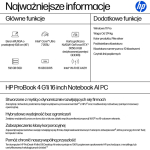 HP ProBook 4 G1i AI, Intel Core Ultra 7 255U laptop, 16" WUXGA, 16 GB DDR5-SDRAM, 512 GB SSD, Wi-Fi 6E (802.11ax), Windows 11 Pro, AI PC, silver