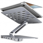 AXAGON HMC-STND ALU stand with HUB 5Gbps, for 10'' - 16'' laptops, adjustable, 3x USB-A, HDMI 4K/60Hz, GLAN, PD 100W, USB-C input