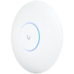 UBIQUITI U6 Pro; WiFi 6; 6 spatial streams; 140 m&sup2; (1,500 ft&sup2;) coverage; 350+ connected devices; Powered using PoE; GbE uplink.