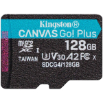 Kingston 128GB microSDXC Canvas Go Plus Gen4 200R A2 U3 Single Pack w/o ADP A-SDCG4/128GBSP