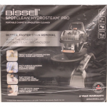 SALE OUT. SALE OUT. Bissell | Portable Carpet and Upholstery Cleaner | SpotClean HydroSteam Pro | Corded operating | Washing function | 1000 W | - V | Black | Warranty 24 month(s) | DEMO