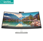 RENEW SILVER HP E34m G4 Curved Conferencing Monitor - 34" 3440x1440 WQHD 400-nit 75Hz AG, Curved, VA, USB-C(65W)/HDMI/DisplayPort, 4x USB-A, speakers, 5MP webcam, RJ-45 LAN, height adjustable/tilt/swivel, 1 years
