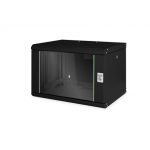 Digitus | Wall Mounting Cabinet | DN-19 07-U-SW | Black | IP protection class: IP20; Front door: Glass door, single opening; Cabinet type: Wall mounting cabinet; Equipment mounting depth min.-max.: 305-370 mm; Load capacity: 100 kg; Dimensions 420 x  ...