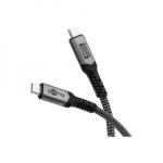 Goobay USB-C&trade; Cable with Textile Sheath, USB4&trade;, 240 W, 40 Gbit/s, Power Delivery, 1 m, Black, Grey | Goobay