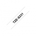 Brother | TZ-S231 Strong Adhesive Laminated Tape | Black on White | TZe | 8 m | 1.2 cm