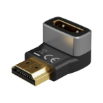 Goobay 72011 HDMI&trade; Angled Adapter 270&deg; Vertical, 8K @ 60 Hz, Gold-Plated, Black, Silver | Goobay
