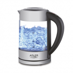 Adler | Kettle | AD 1247 NEW | With electronic control | 1850 - 2200 W | 1.7 L | Stainless steel, glass | 360&deg; rotational base | Stainless steel/Transparent