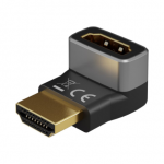Goobay 72009 HDMI&trade; Angled Adapter 90&deg; Horizontal, 8K @ 60 Hz, Gold-Plated, Black, Silver | Goobay