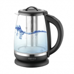 Camry | Kettle | CR 1290 | Standard | 2200 W | 2 L | Plastic/glass | 360&deg; rotational base | Black/Transparent