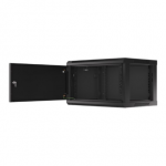 Lanberg | Rack cabinet 19" wall-mount 6U/600x450 for self-assembly with metal door (flat pack) | WF01-6406-00B | Black