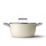 Haudepott Smeg, 24cm, 2 k&auml;epidet, klaas kaanega, kreem