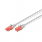 CAT 6 U-UTP | Patch cord | PVC AWG 26/7 | Transparent red colored plug for easy identification of Category 6 (250 MHz) | Grey | 1 m | Modular RJ45 (8/8) plug